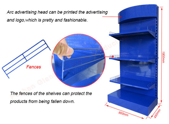 Exhibición perforada de Pegboard de la chapa con el soporte de la herramienta de los ganchos
