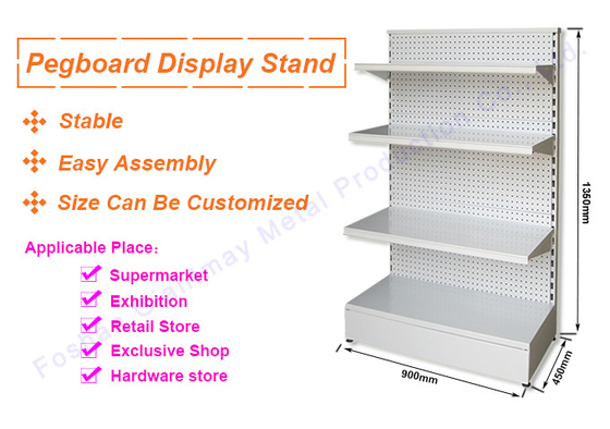 Exhibición de piso del metal de la góndola de Pegboard Expositor del estante del hardware