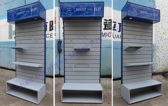 Soportes de exhibición móviles de Slatwall del soporte del piso de la tienda del estante del ultramarinos